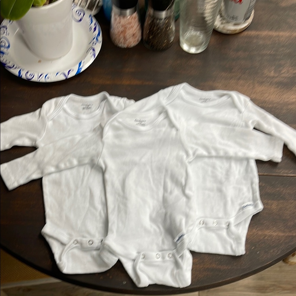 Gerber White Baby Bodysuits Trio